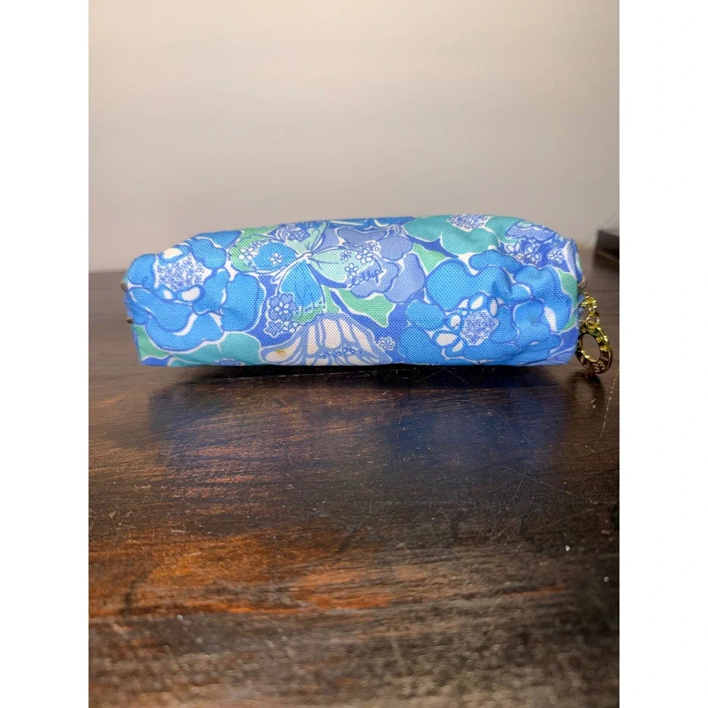 Lilly Pulitzer Estee Lauder Floral Butterfly Cosmetic Bag Blue Pink Makeup Pouch